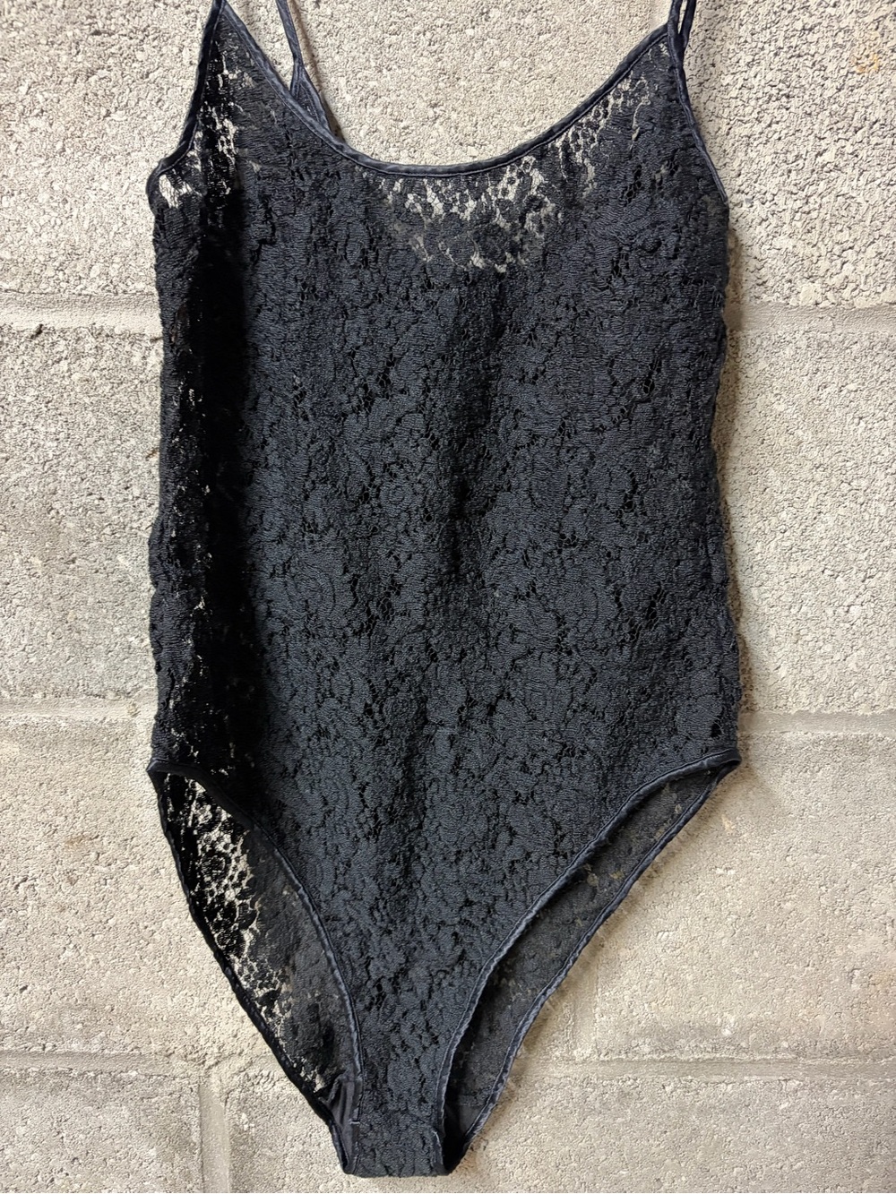 Vintage Rare La Perla Black Lace Bodysuit 100% Wool Made In Italy Luxury Small